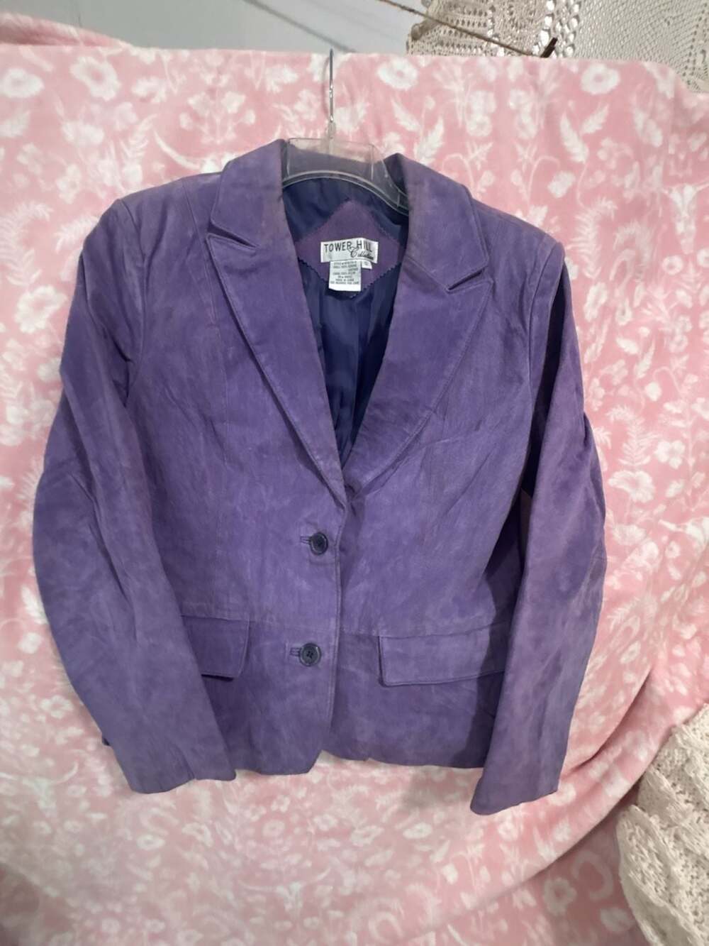 Tower Hill Collection Women's Vintage Genuine Suede Leather Blazer Jacket